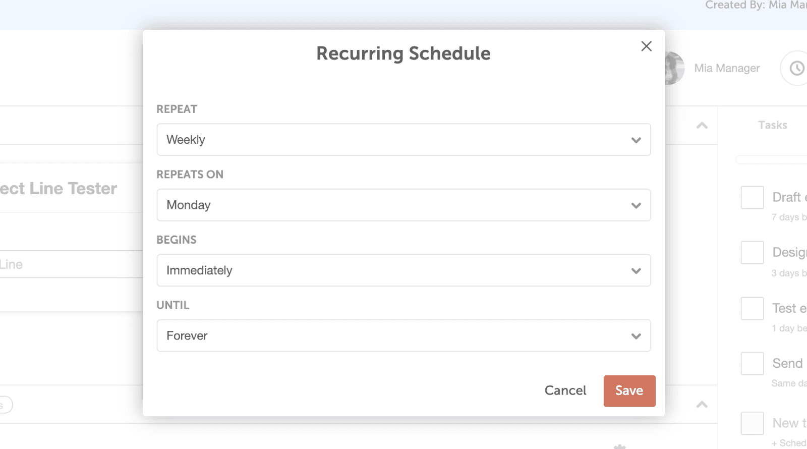 Recurring Schedule on Project Templates