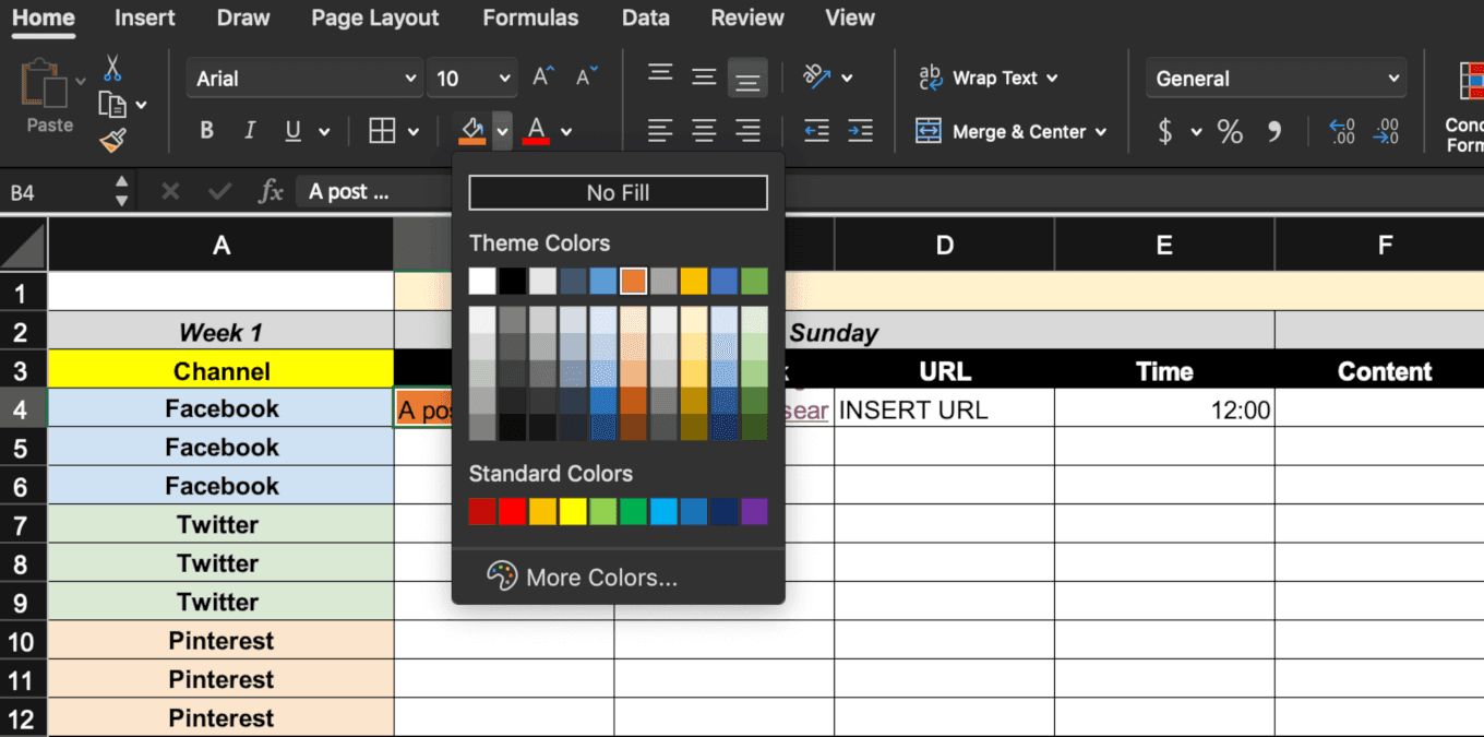 Adding color coding to the calendar