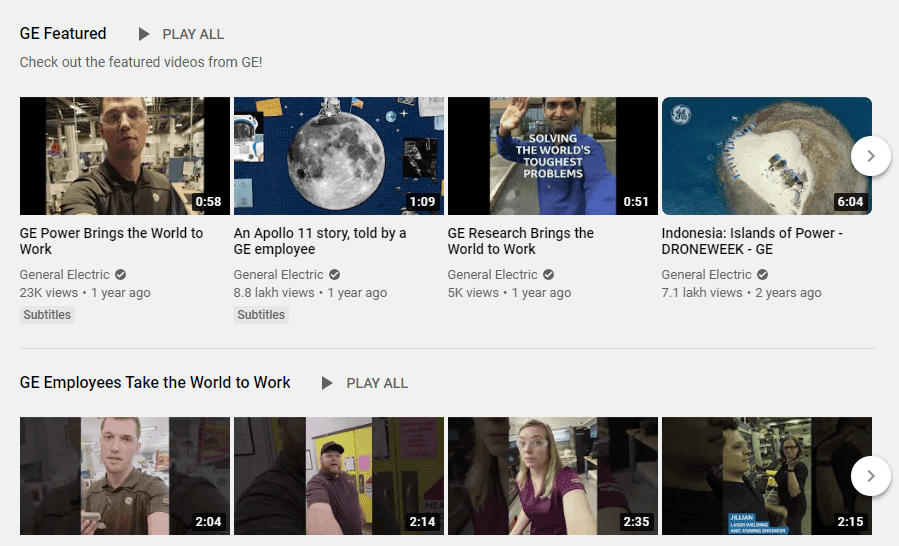 General Electric YouTube channel