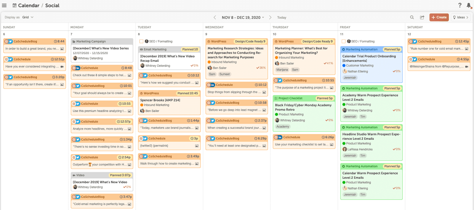 CoSchedule social media calendar