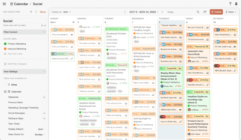 CoSchedule social media calendar