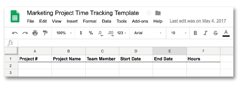 Time tracking template