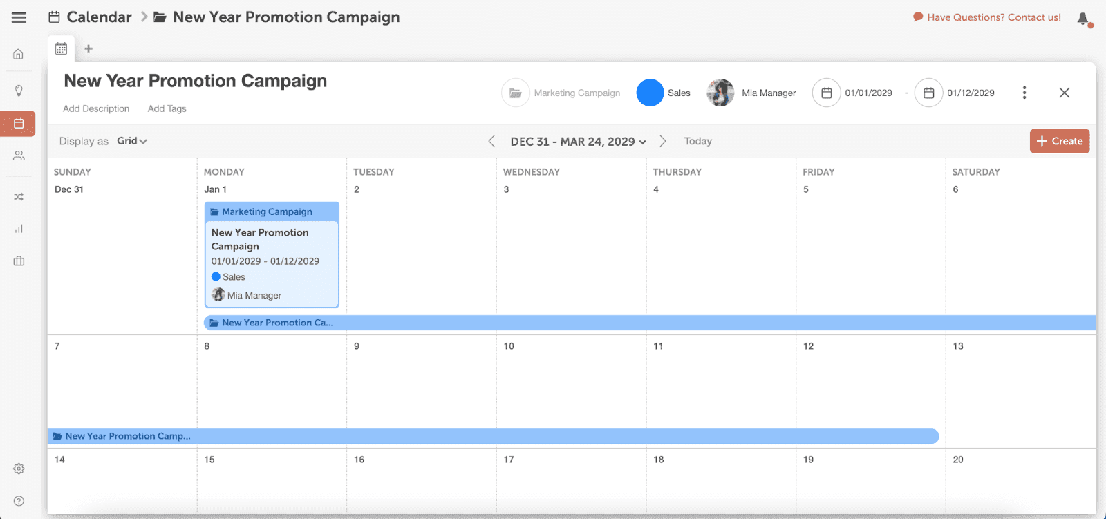CoSchedule's marketing calendar allows users to create campaigns