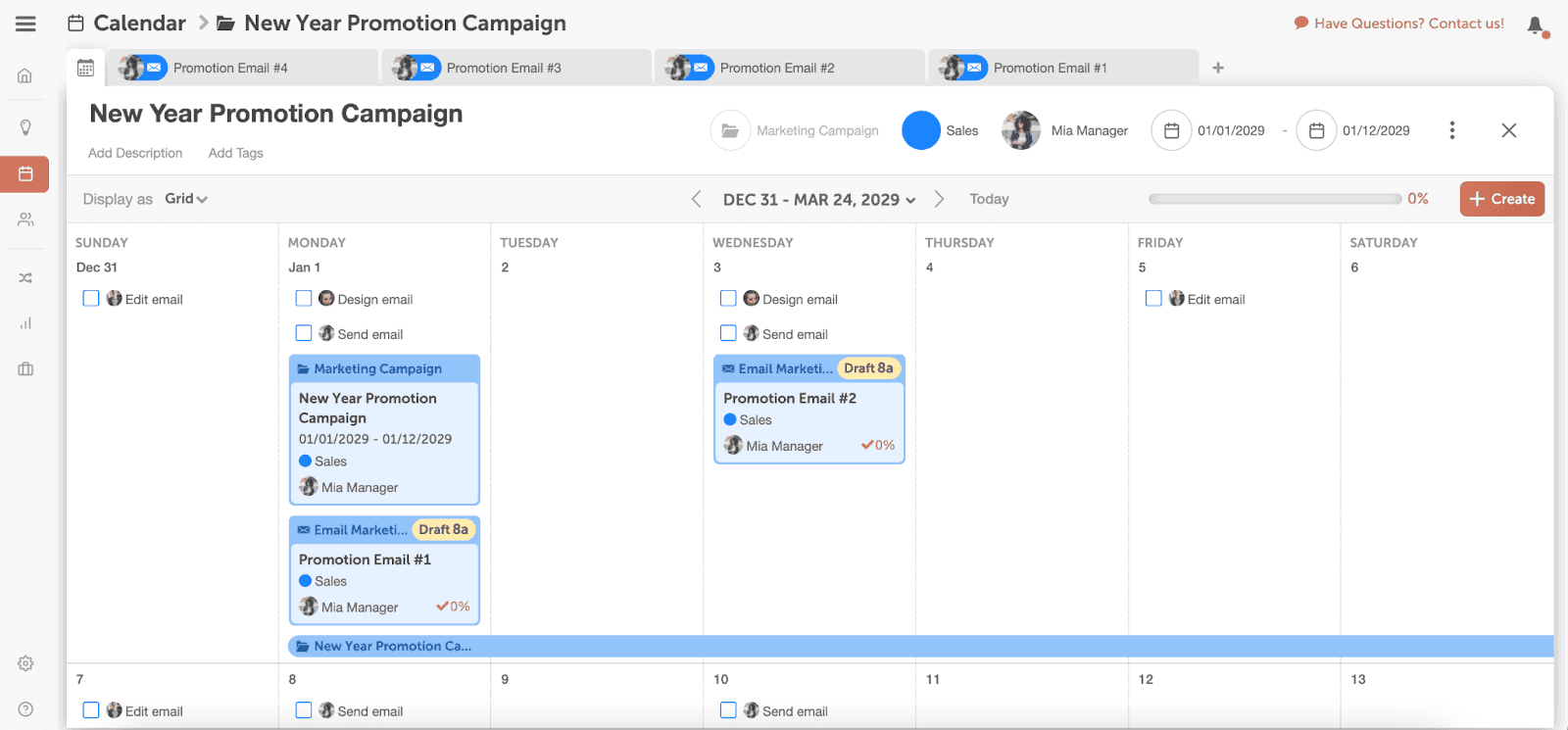CoSchedule's marketing calendar allows users to insert promotion's into existing campaigns
