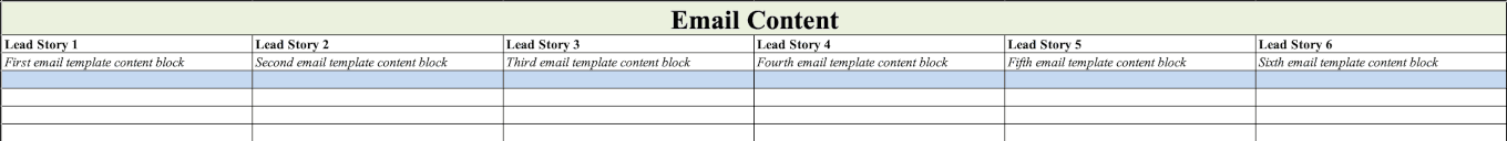 Example of how one can plan email content with the template