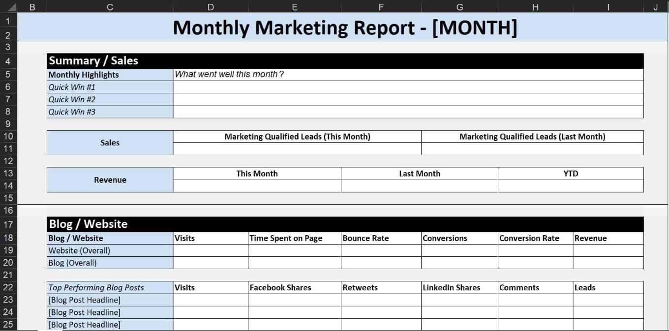 Marketing report template