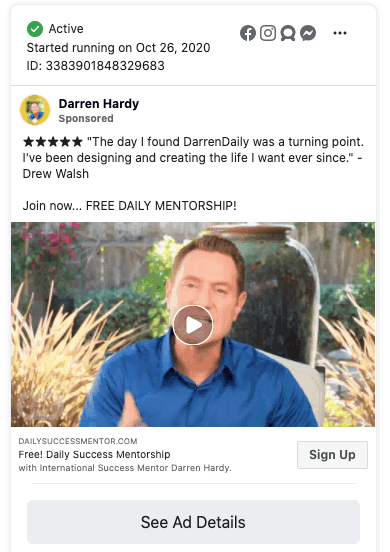 Darren Hardy Facebook ad