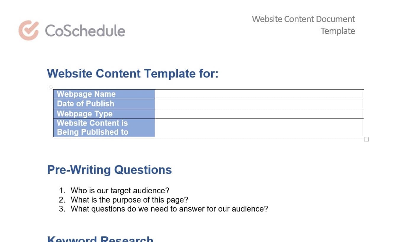 Content creation template