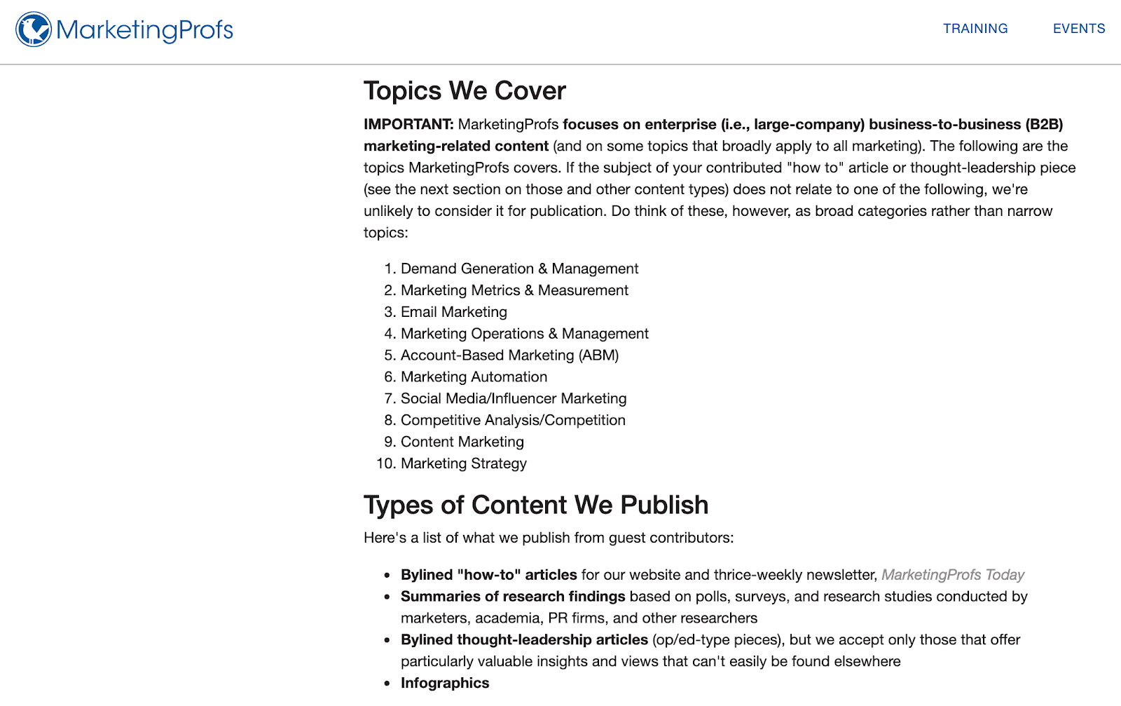 MarketingProfs topics