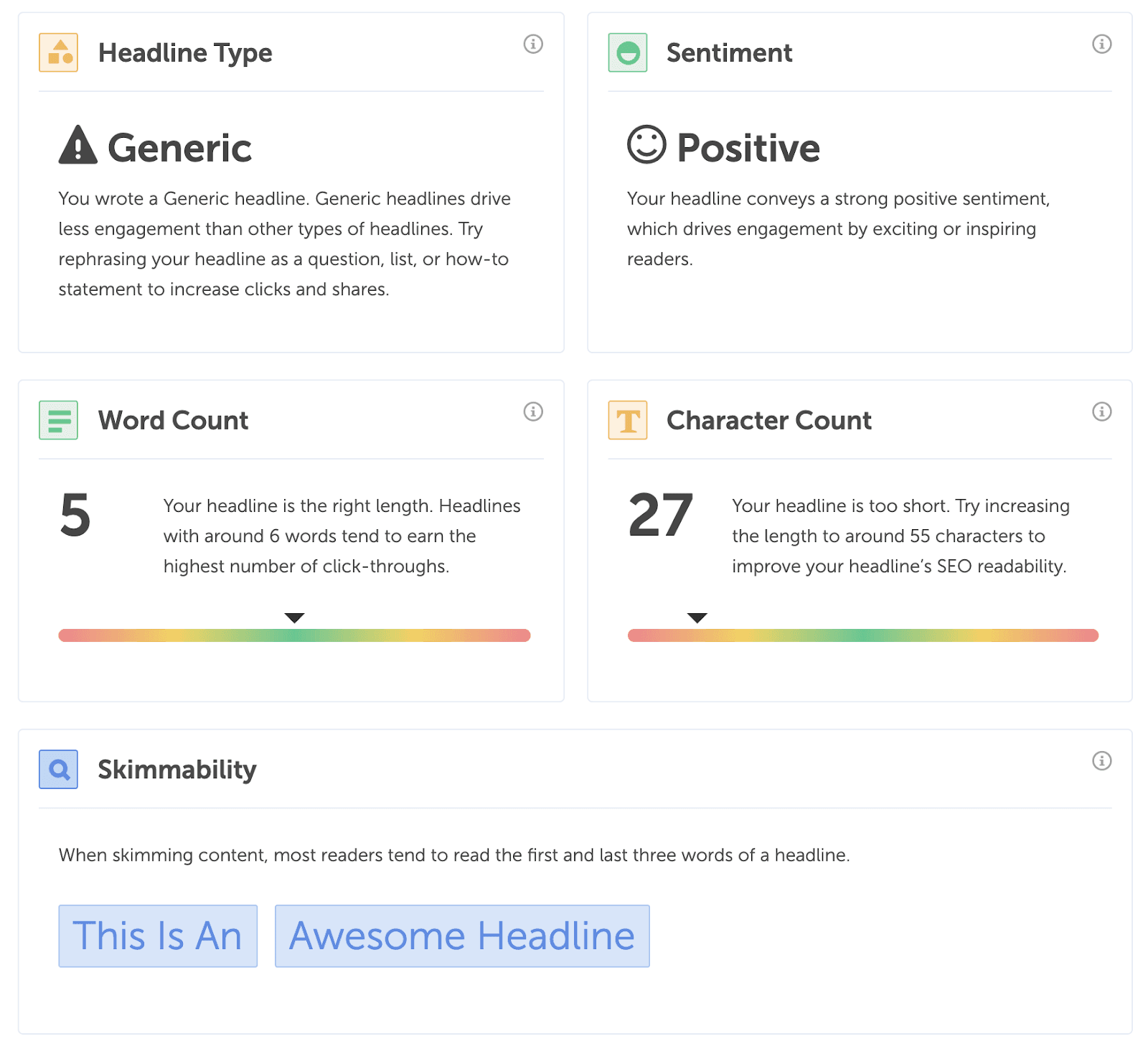 Headline analyzer report page