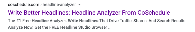 Example of a target keyword headline 
