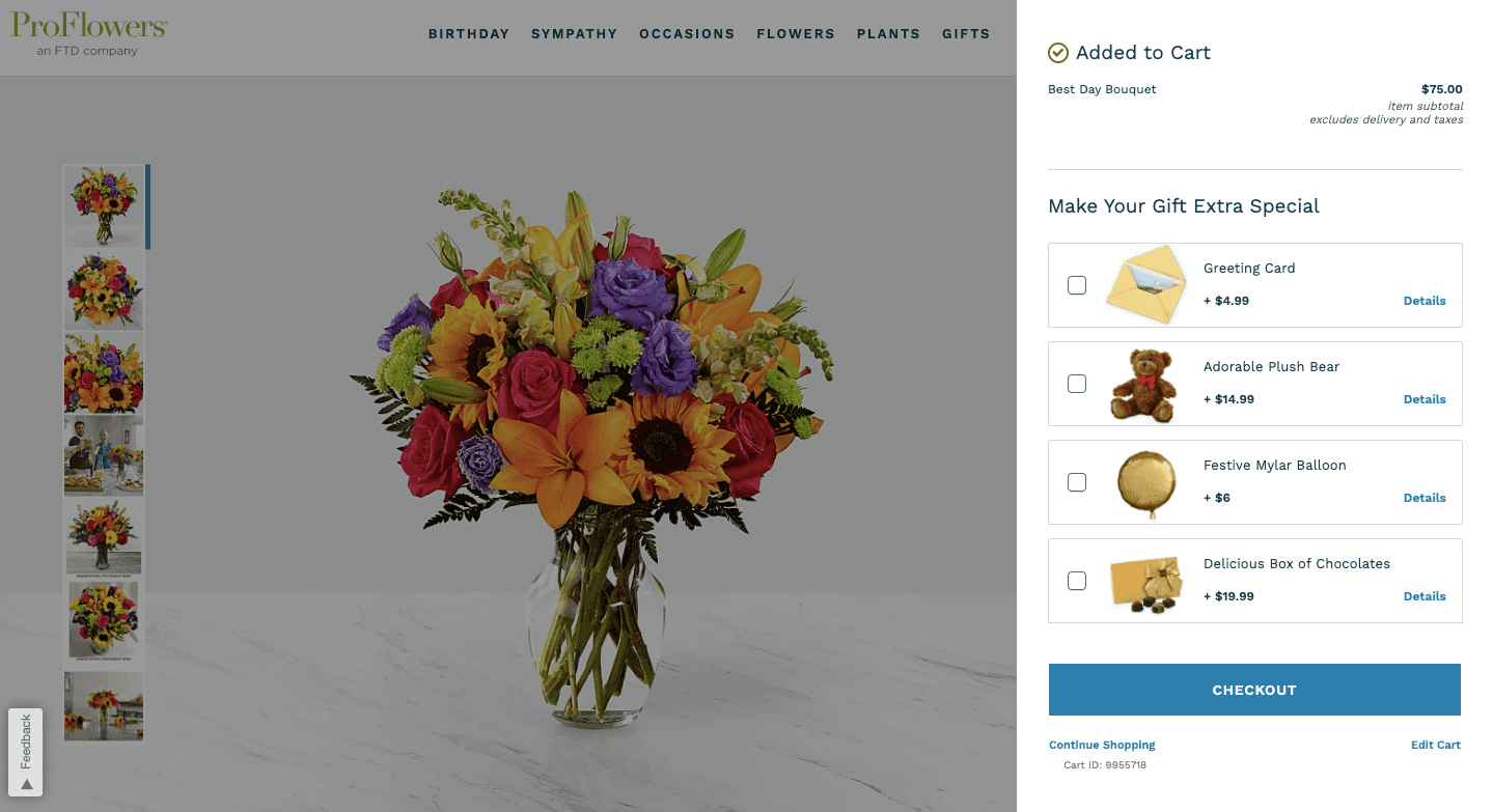 ProFlowers online checkout