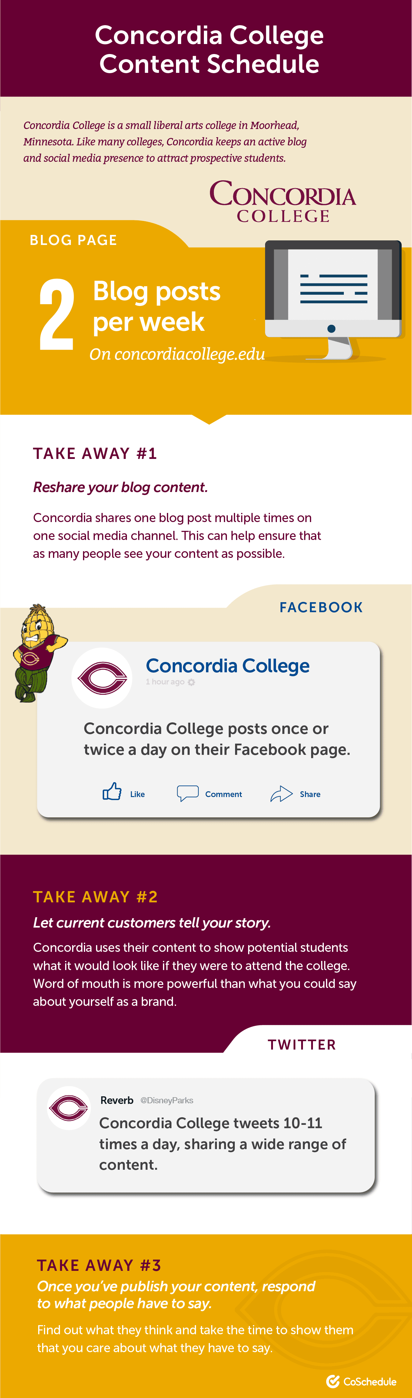 Concordia College content schedule