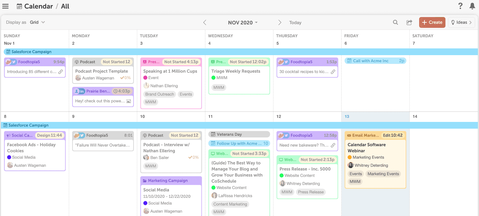 CoSchedule marketing calendar