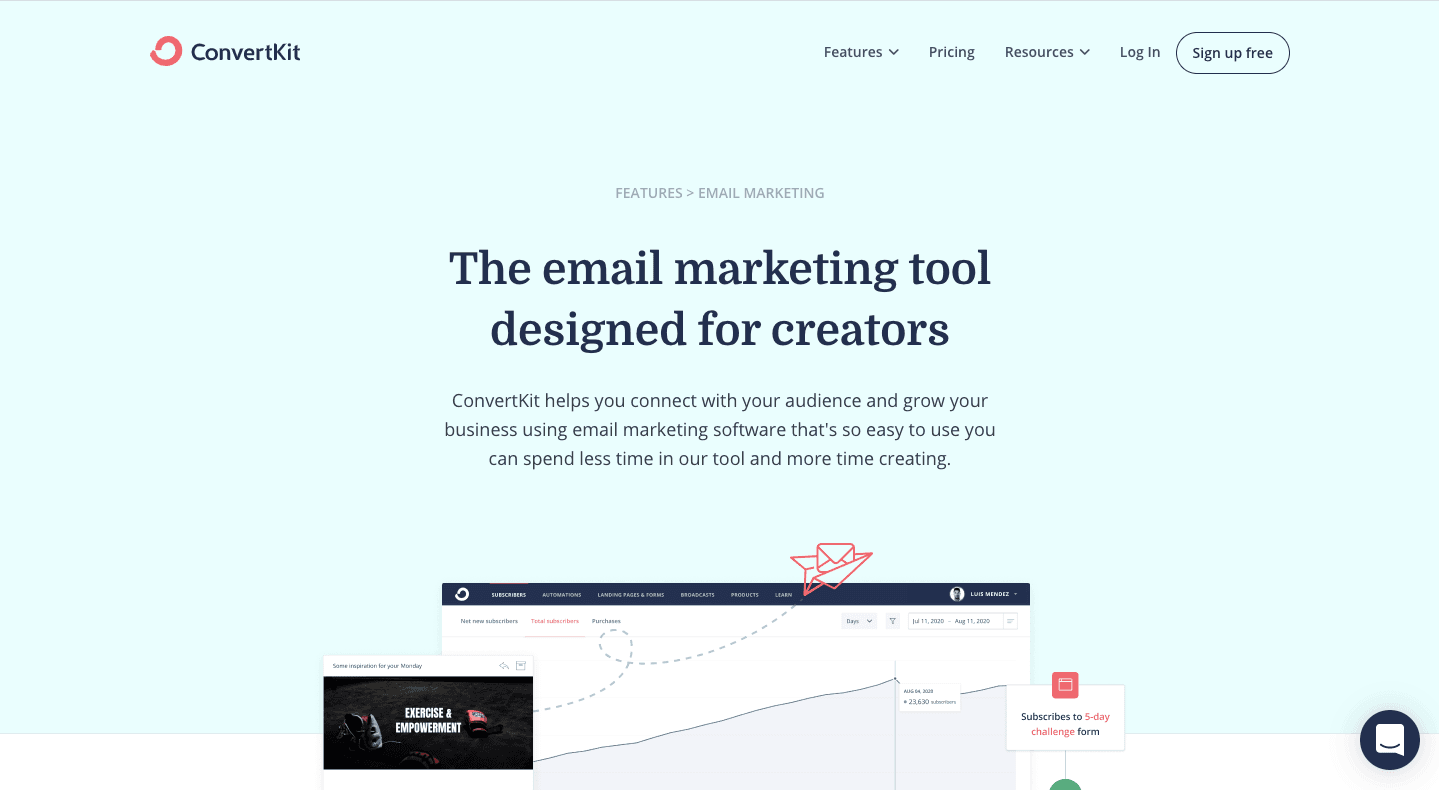 ConvertKit homepage