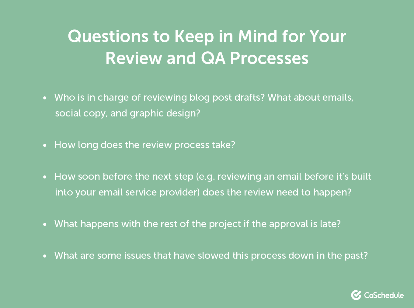 Questions to consider for review and QA processes