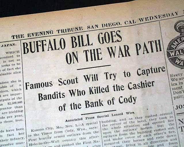 "Buffalo Bill Goes on the War Path" newspaper headline
