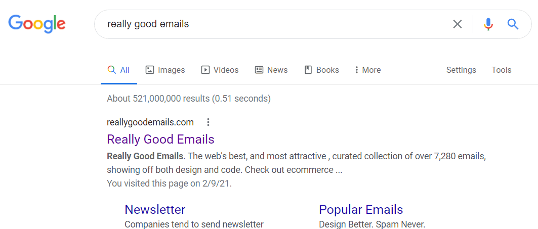 "Really good emails" Google search