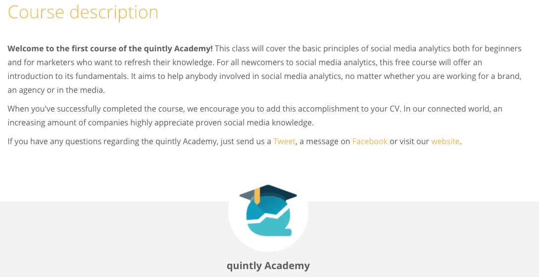 Quintly Social Media Analytics Course