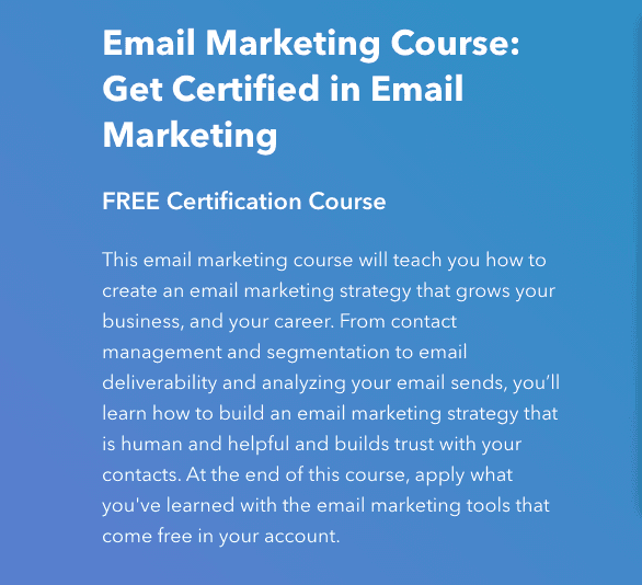 HubSpot Email Marketing Certification