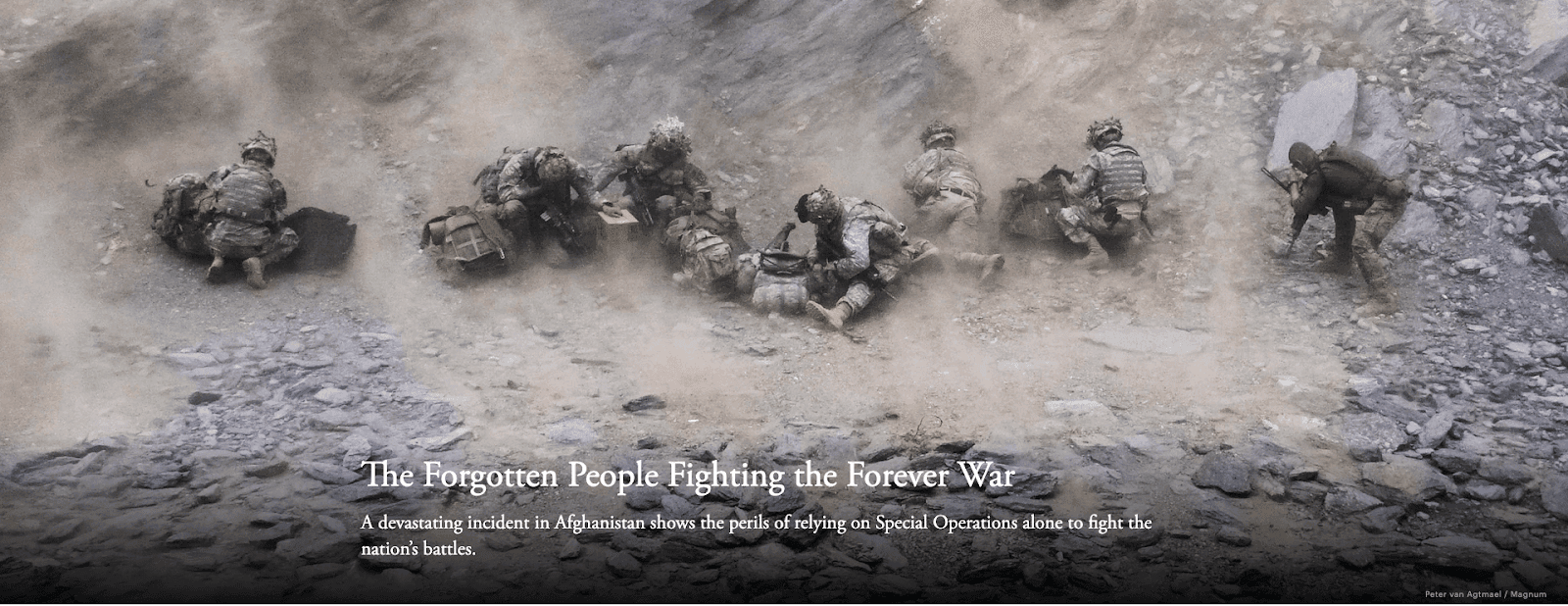 "The Forgotten People Fighting the Forever War" memorable headline