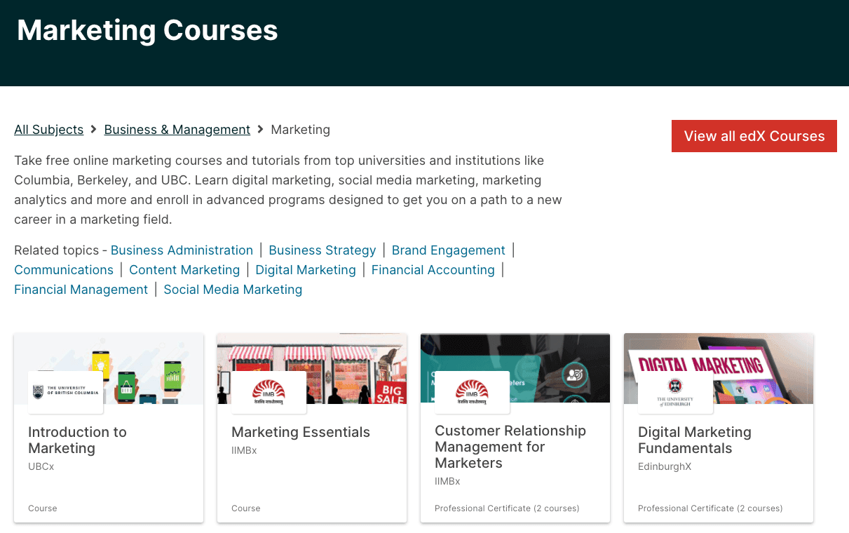 EDX Marketing Courses