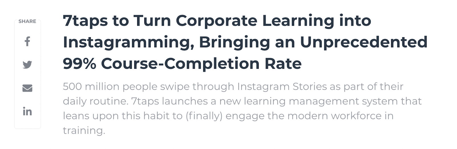 7taps to turn corporate learning into Instagramming, bringing an unprecedented 99% course-completion rate