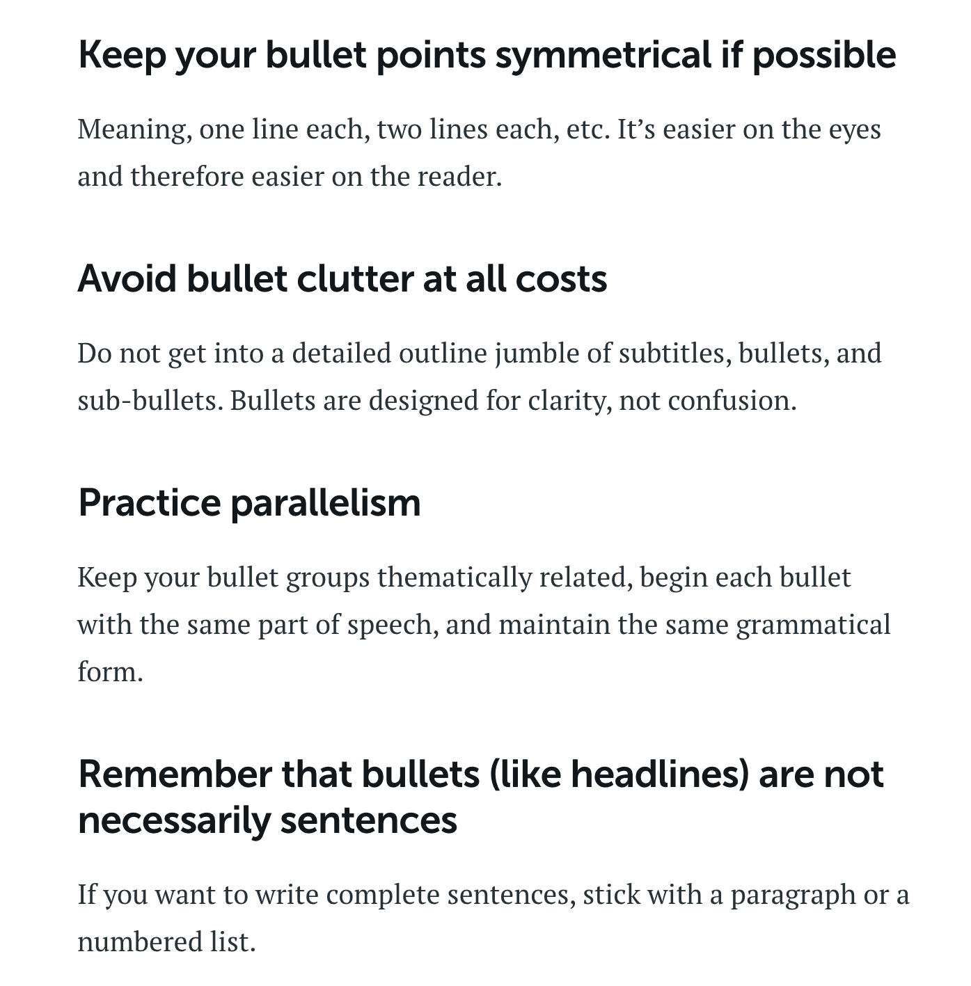 Copyblogger bullet advice 
