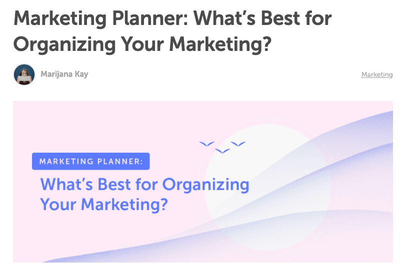 Question headline marketing planner