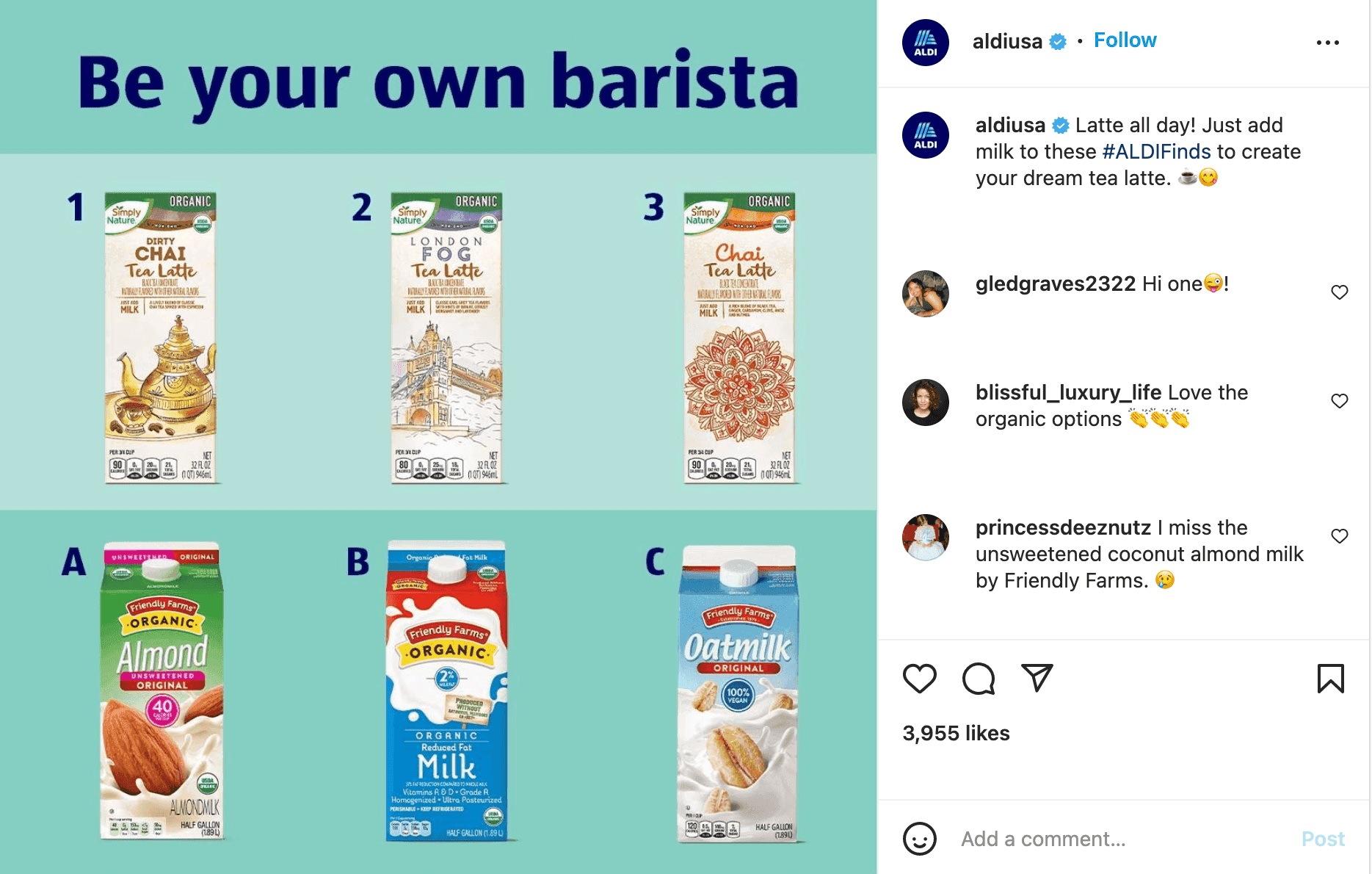 Be your own barista Aldi Instagram post
