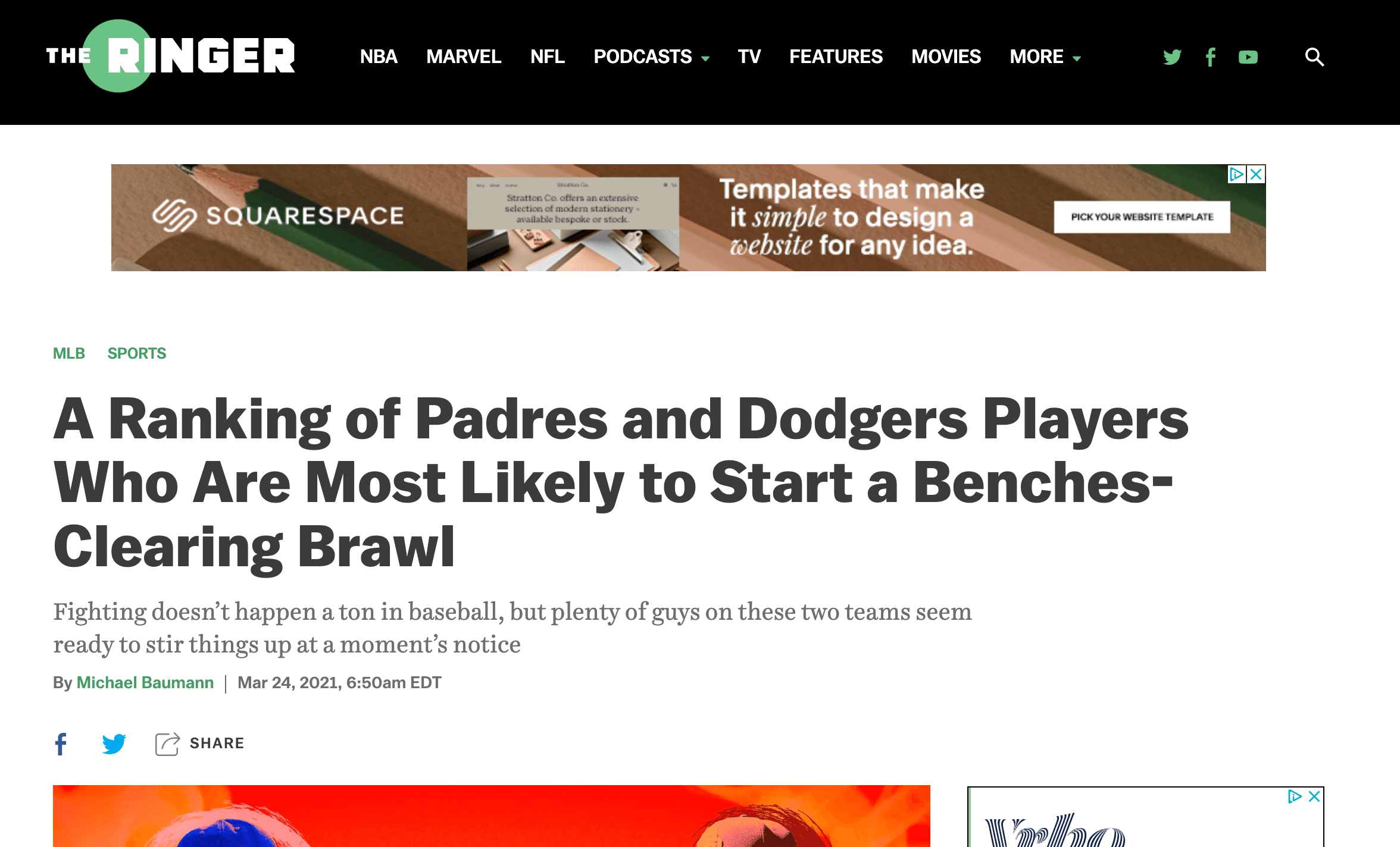 Example of an emotional headline from The Ringer