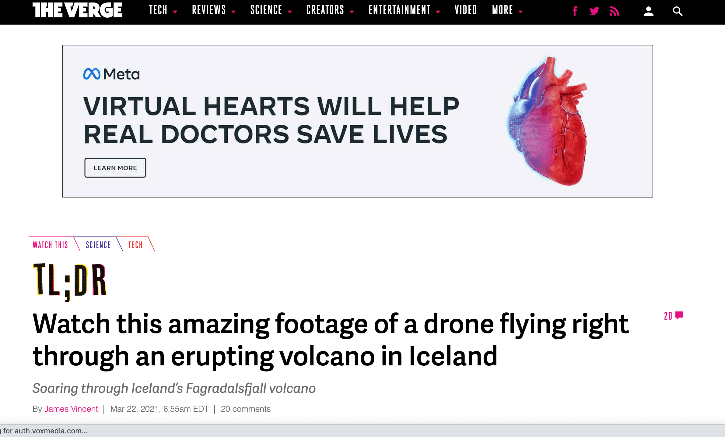 Example of an emotional headline from The Verge
