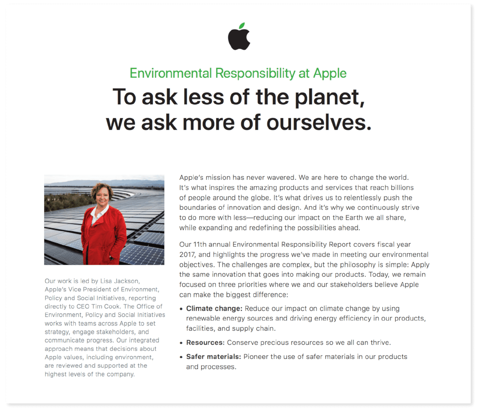 Apple Environmental Responsibility Statement