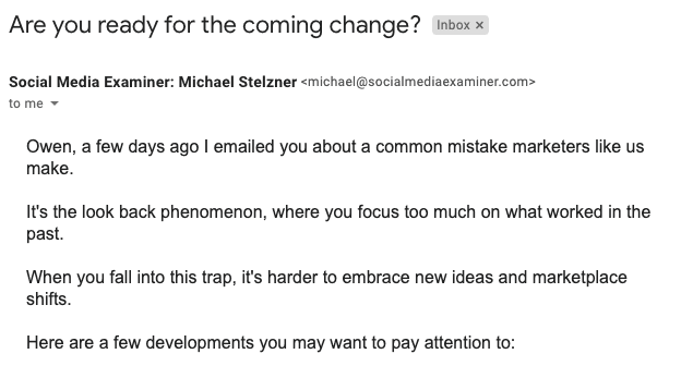 coming change email newsletter headline