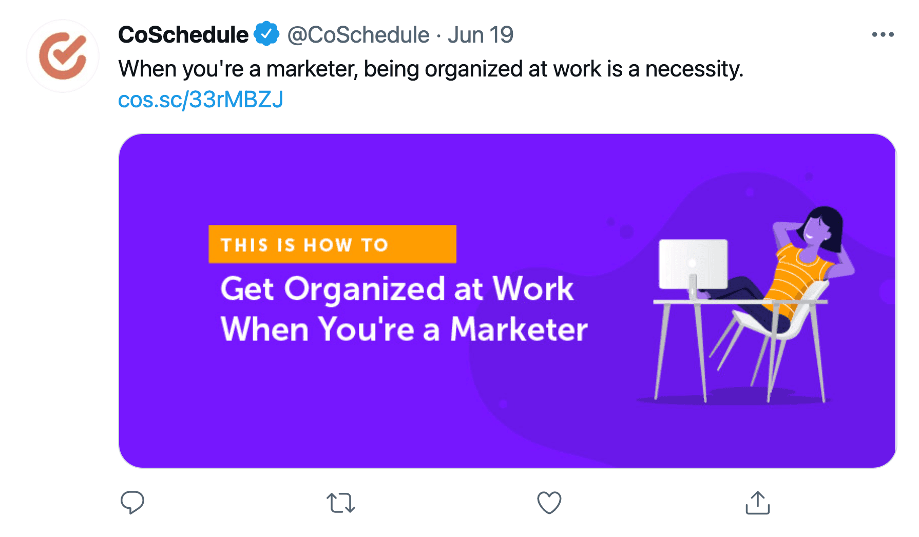 CoSchedule Twitter post example