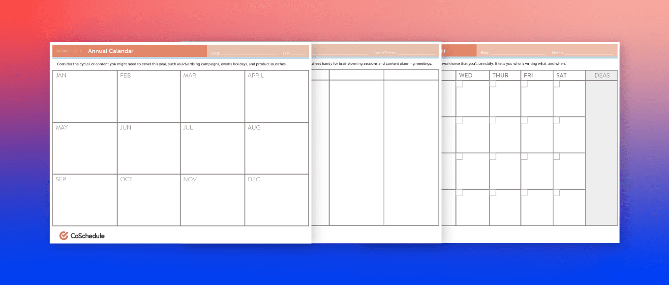Basic content calendar template from CoSchedule.