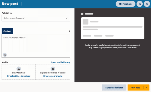 Example of Hootsuite's publishing interface 