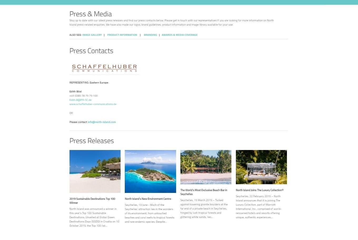 Travel company press page