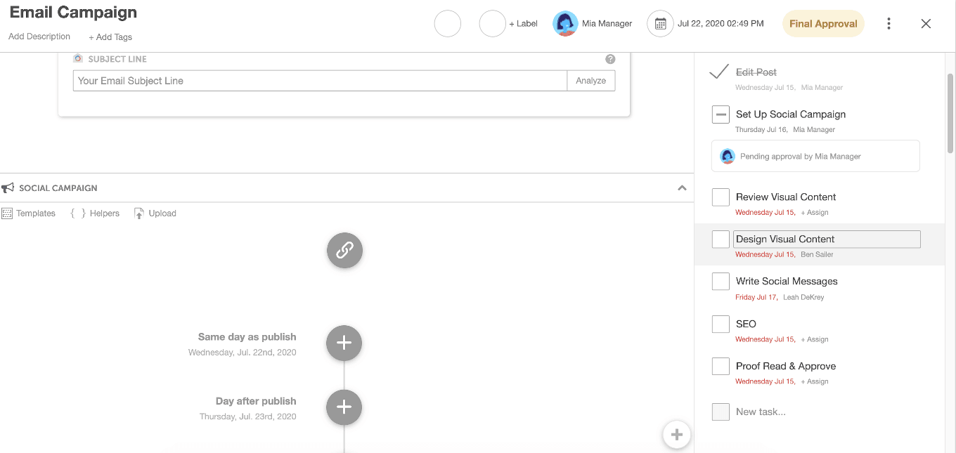 Task templates in CoSchedule