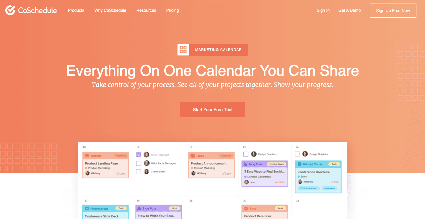 CoSchedule marketing calendar