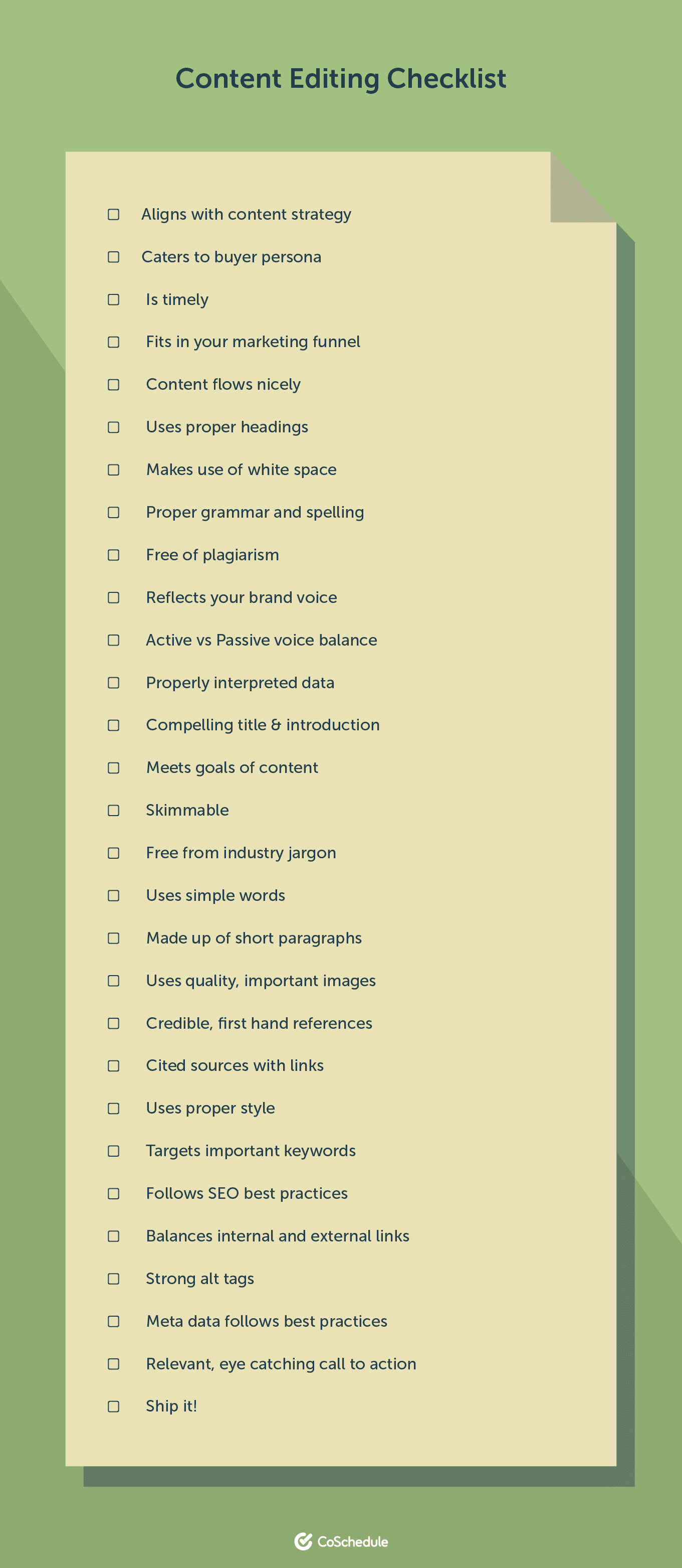 Content editing checklist