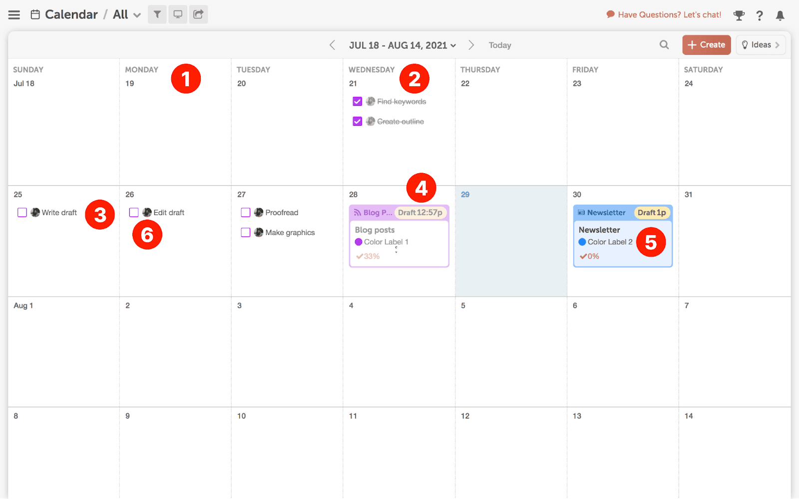 Filled editorial calendar in CoSchedule