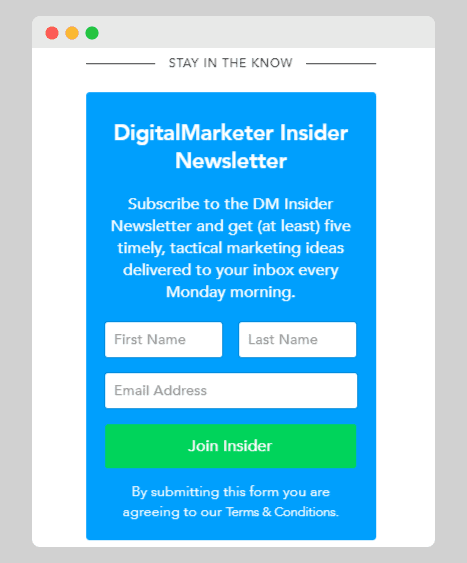 DigitalMarketer's newsletter sign-up page