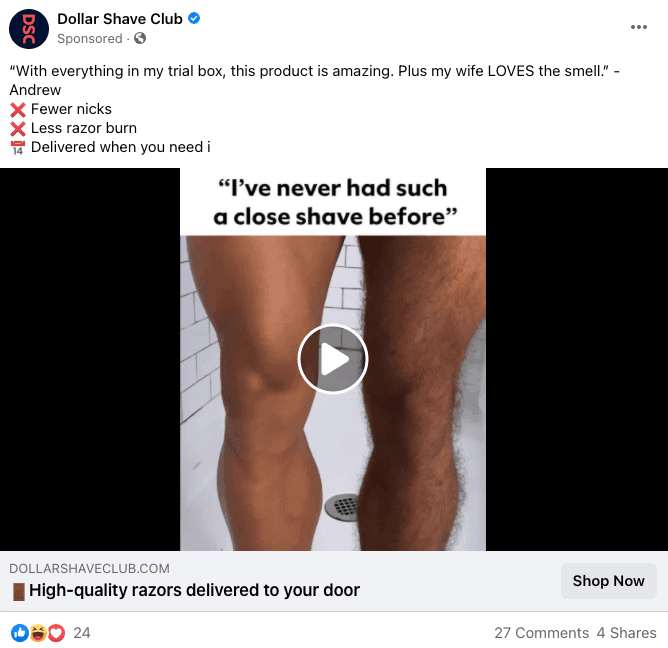 Dollar shave club facebook ad