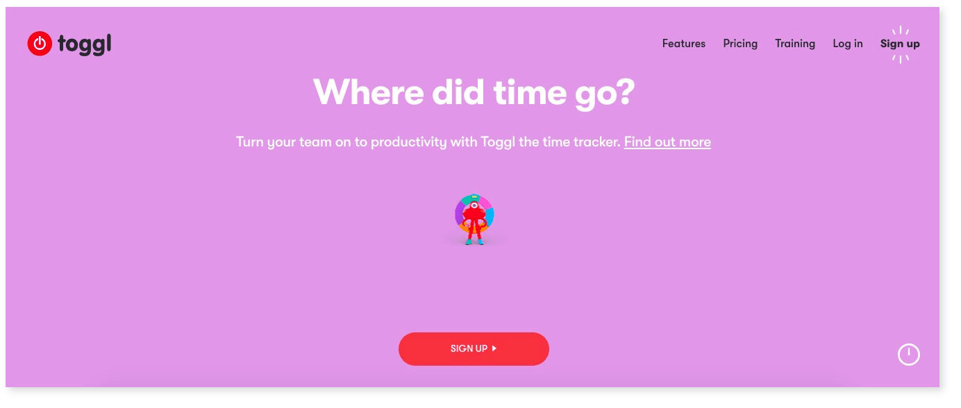 Toggl homepage
