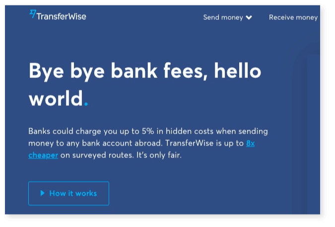 Transferwise highlighting benefits