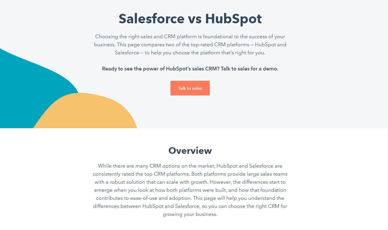 HubSpot product comparison