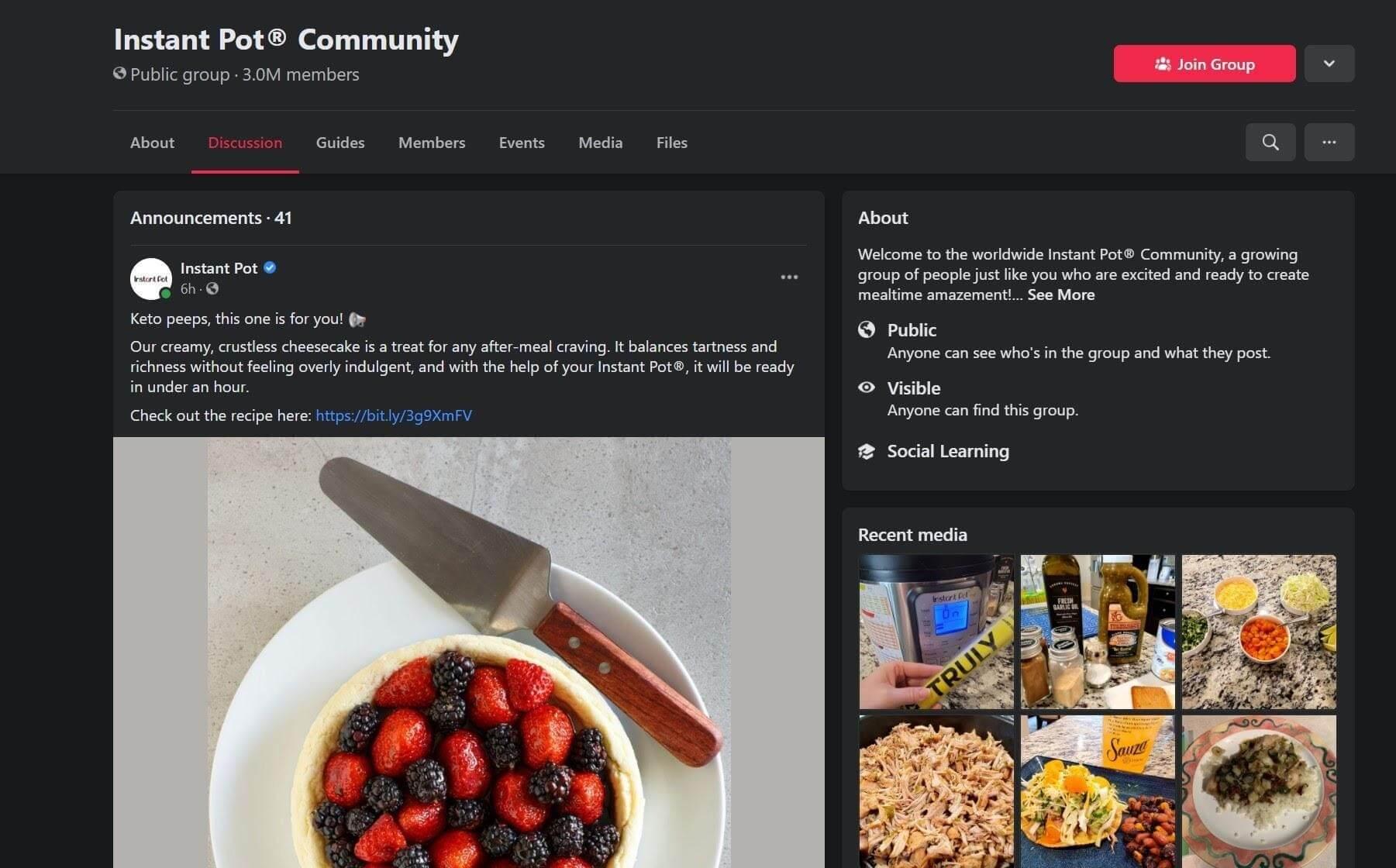 Content community instant pot