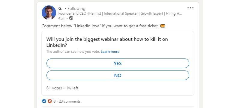 LinkedIn webinar promotion
