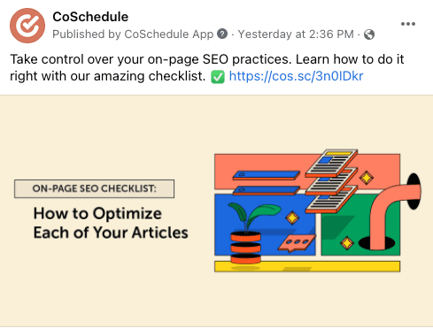 CoSchedule facebook post